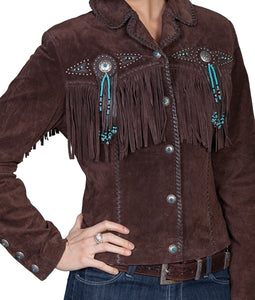 Jacket, Suede Leather with Fringe & Conchos, Multiple Colors - Style L152