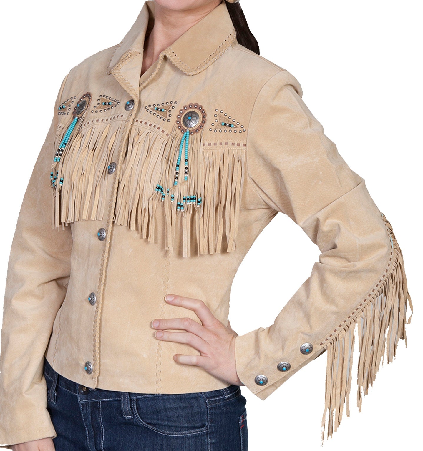 Woman Wearing Suede Leather Jacket