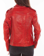 Jacket, Leather Motorcycle Jacket, Vintage Red or Brown - Style L1105