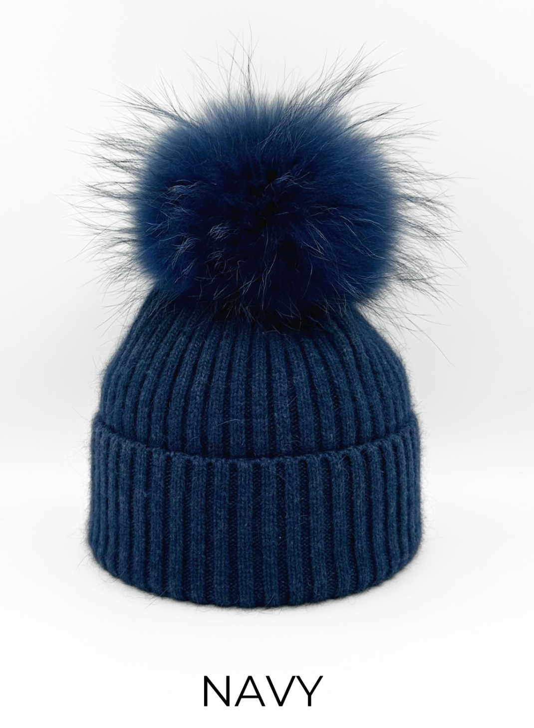 Linda Richards Angora Wool Blend Knit Hat with Fur Pom