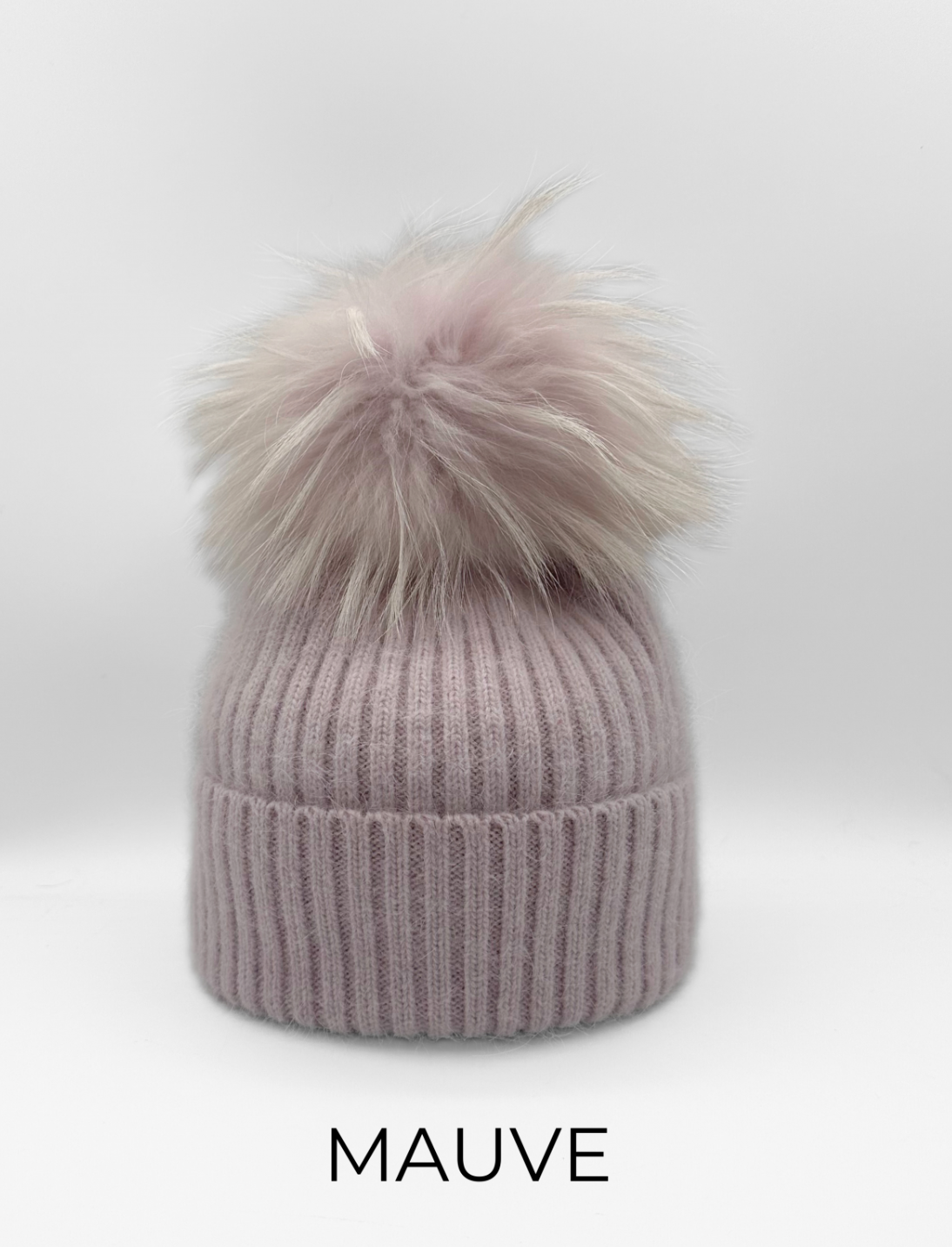 Linda Richards Angora Wool Blend Knit Hat with Fur Pom