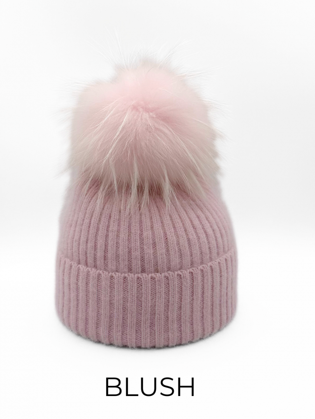 Linda Richards Angora Wool Blend Knit Hat with Fur Pom
