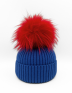 Linda Richards Angora Wool Blend Knit Hat with Fur Pom