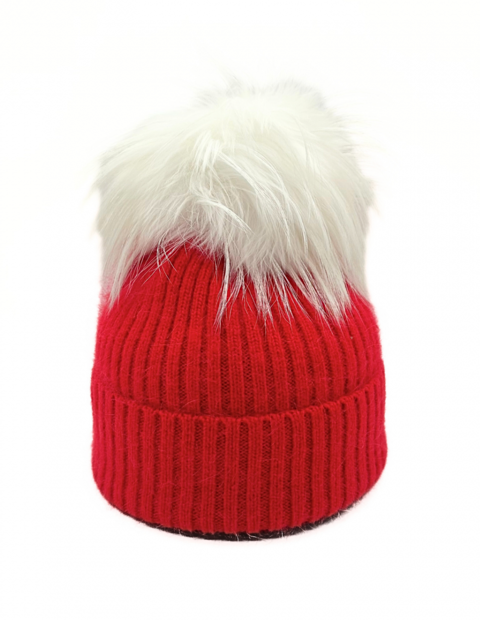 Linda Richards Angora Wool Blend Knit Hat with Fur Pom