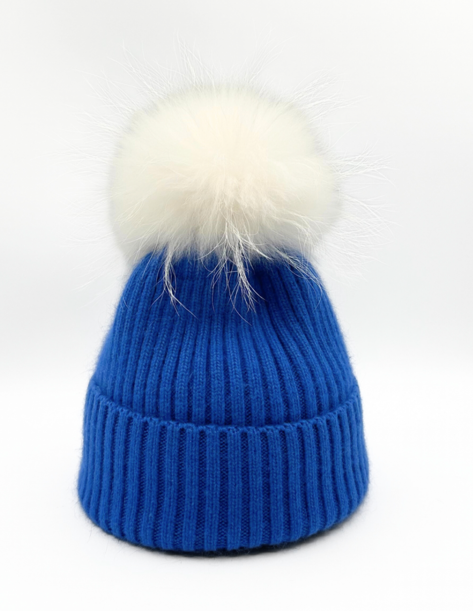 Linda Richards Angora Wool Blend Knit Hat with Fur Pom