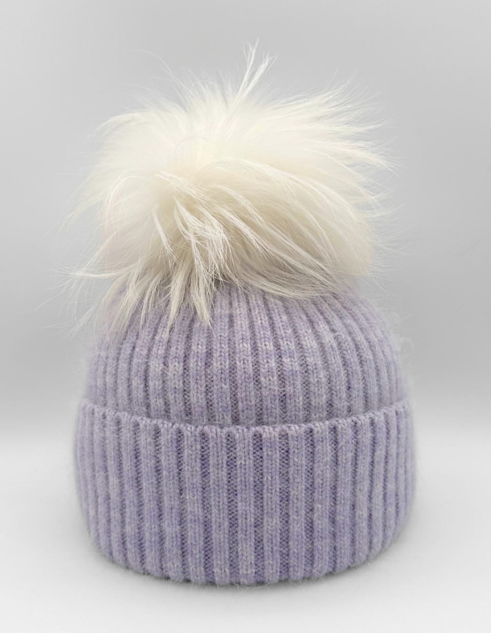 Linda Richards Angora Wool Blend Knit Hat with Fur Pom