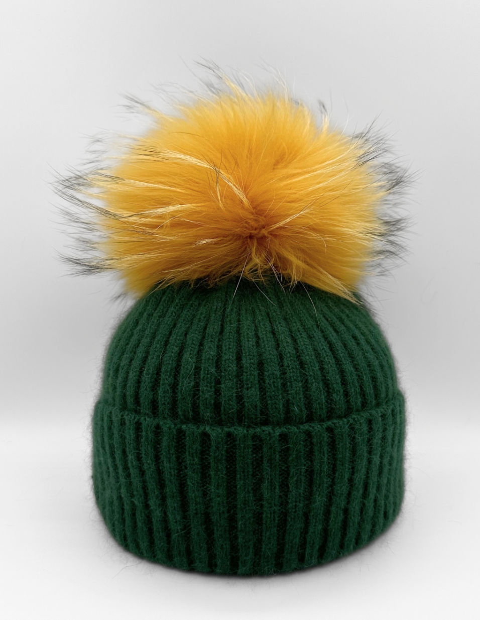 Linda Richards Angora Wool Blend Knit Hat with Fur Pom