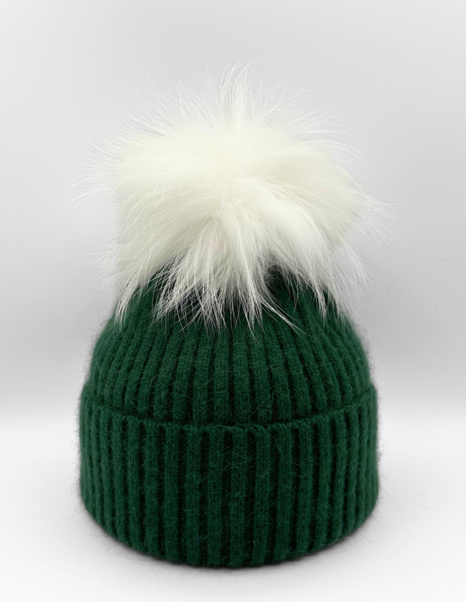 Linda Richards Angora Wool Blend Knit Hat with Fur Pom