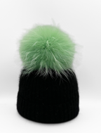 Linda Richards Angora Wool Blend Knit Hat with Fur Pom