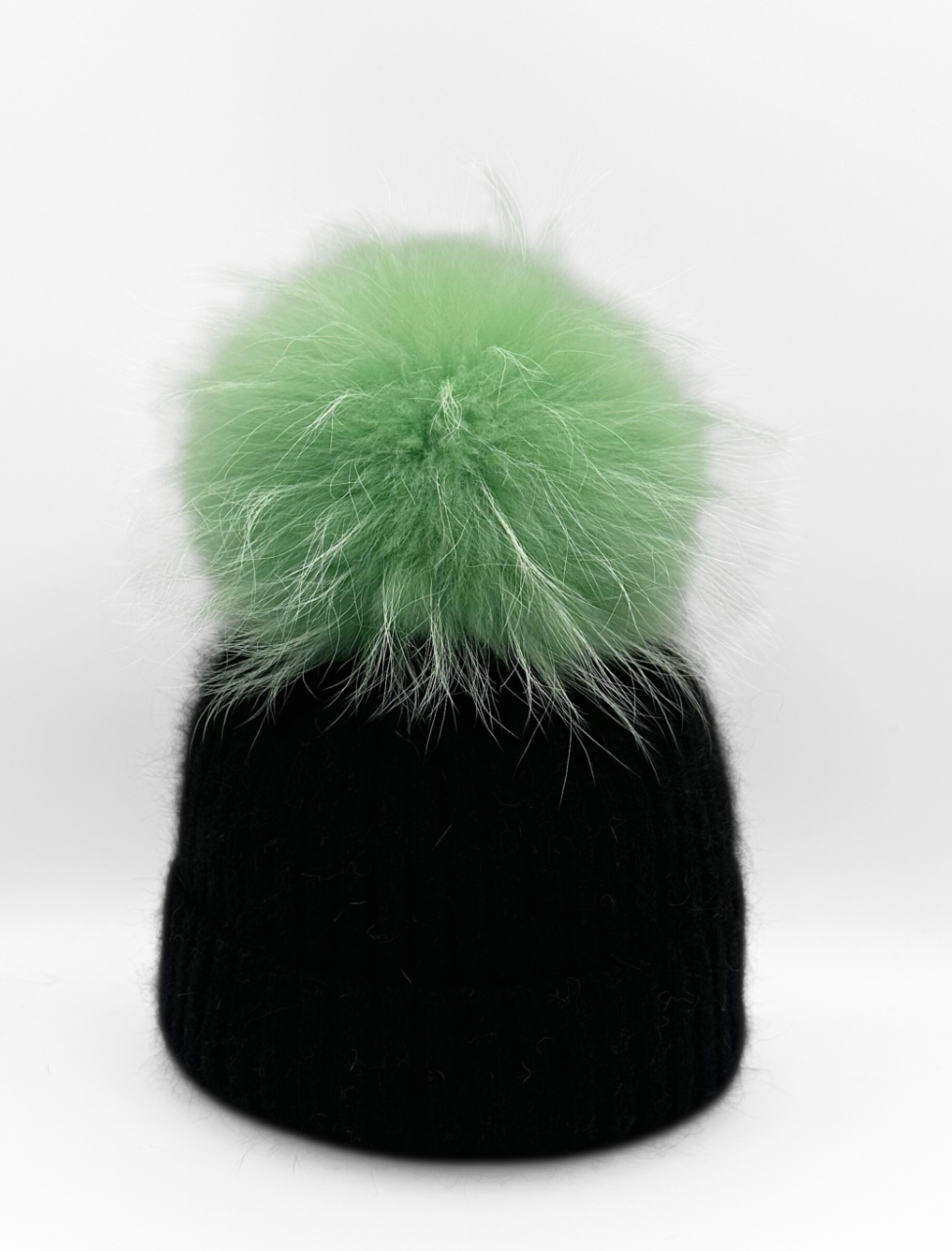 Linda Richards Angora Wool Blend Knit Hat with Fur Pom