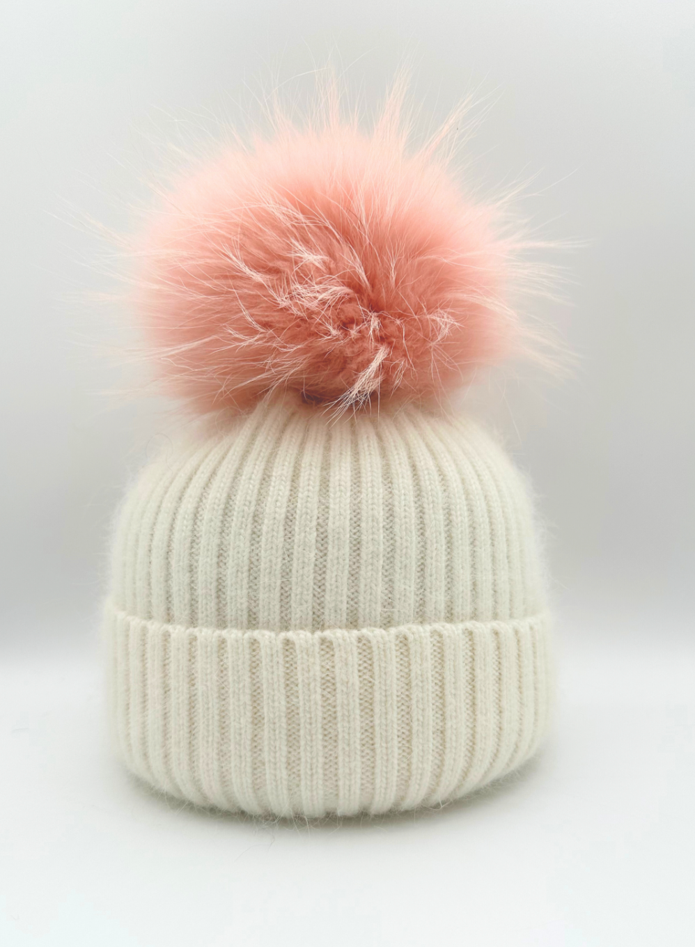 Linda Richards Angora Wool Blend Knit Hat with Fur Pom