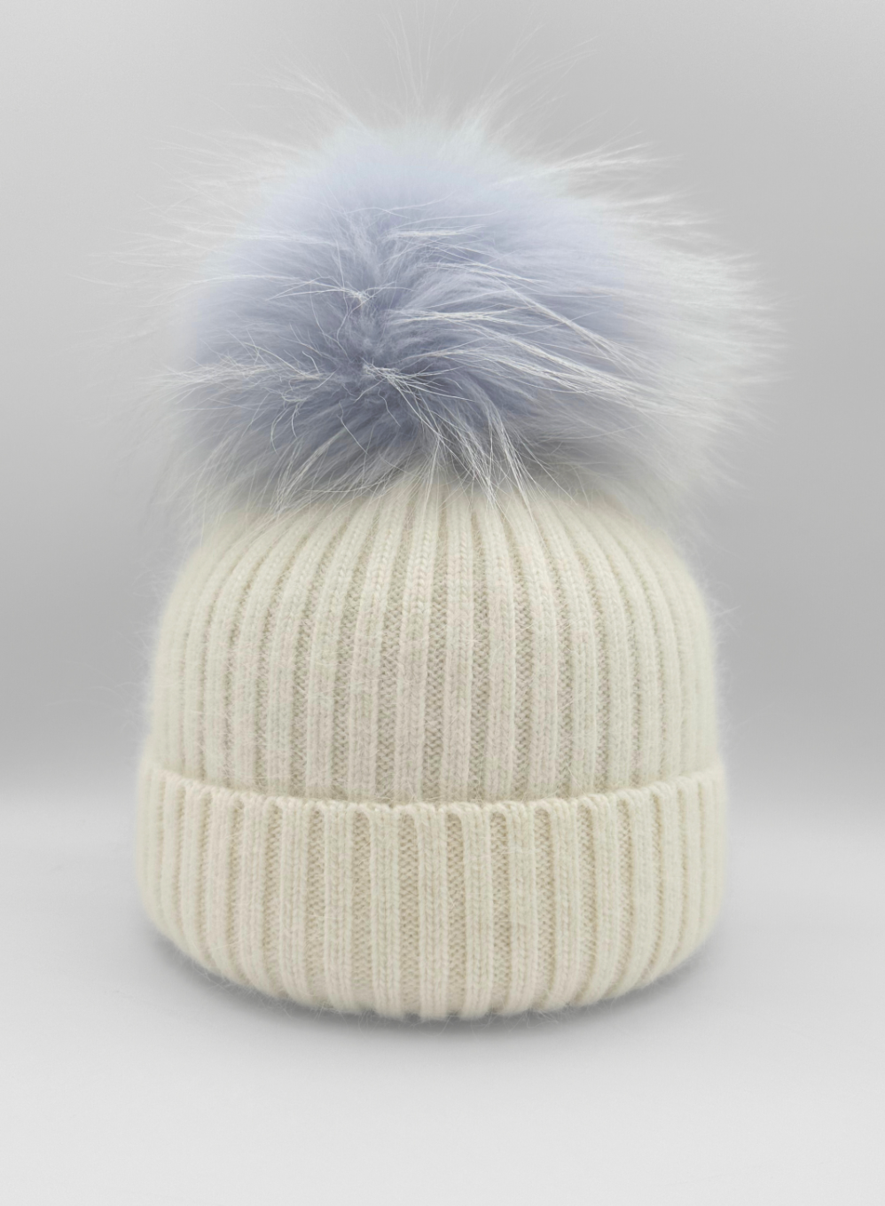 Linda Richards Angora Wool Blend Knit Hat with Fur Pom