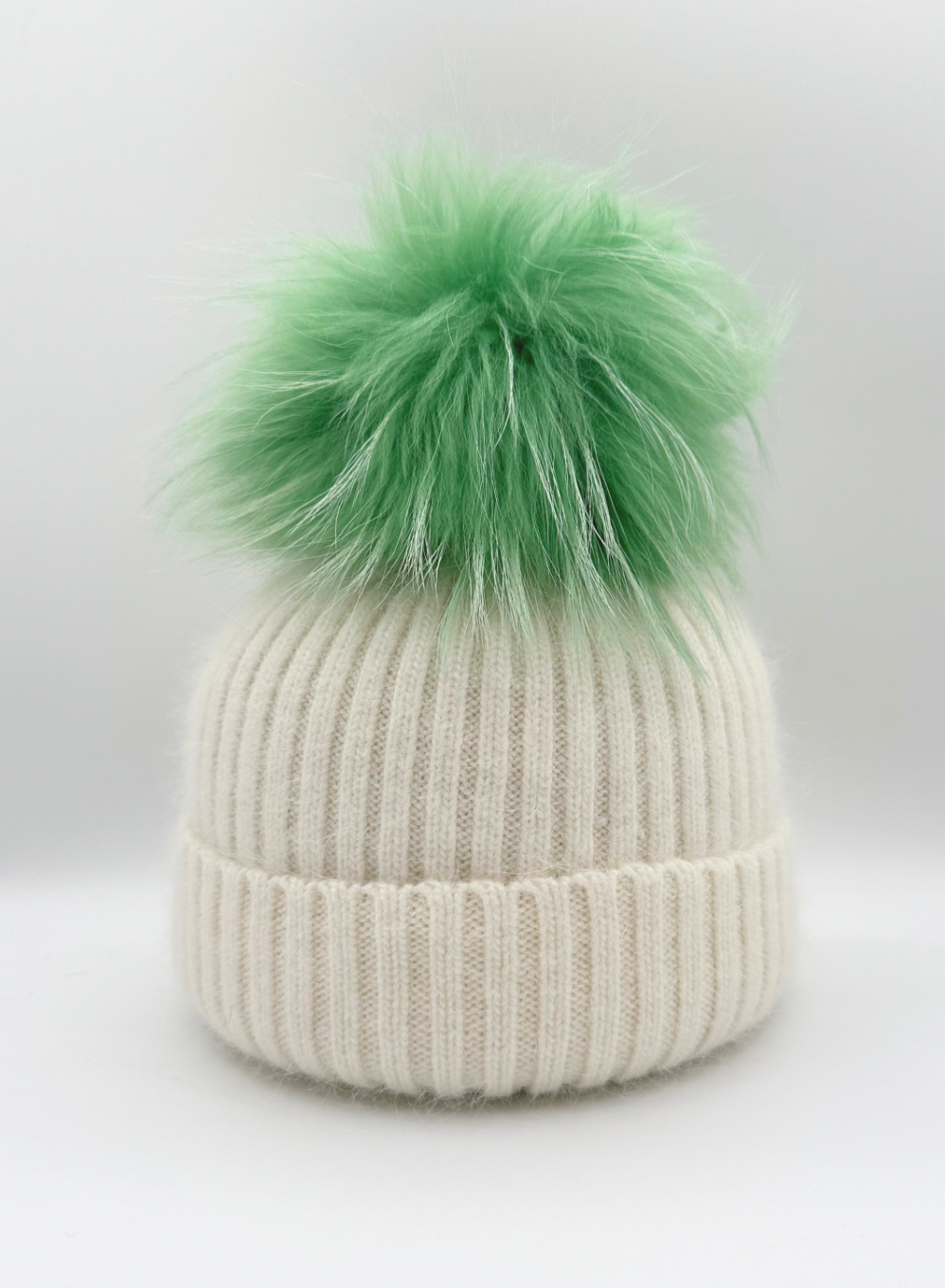 Linda Richards Angora Wool Blend Knit Hat with Fur Pom