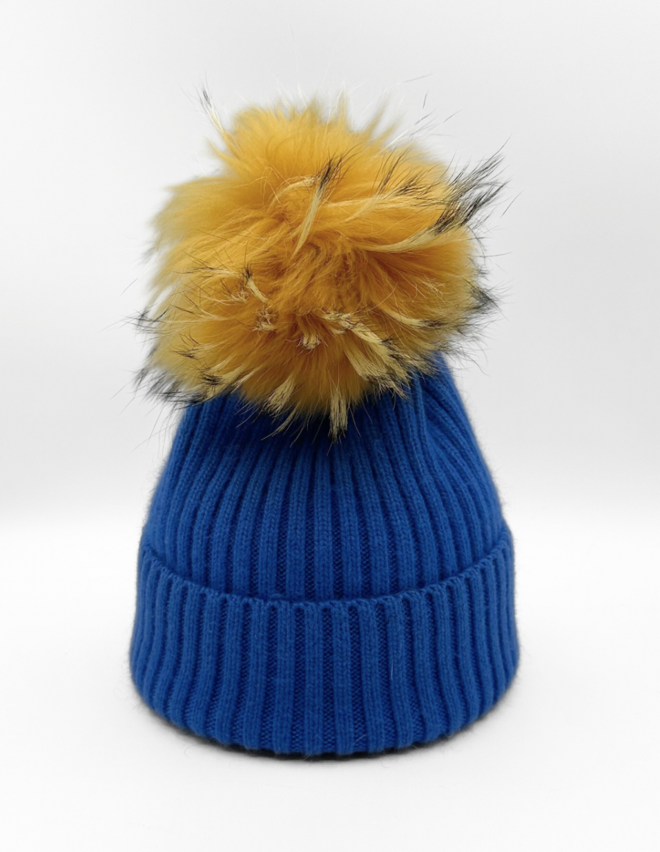 Linda Richards Angora Wool Blend Knit Hat with Fur Pom