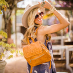 Backpack-Purse, Hand Tooled Leather, Multi Colors, 382-L