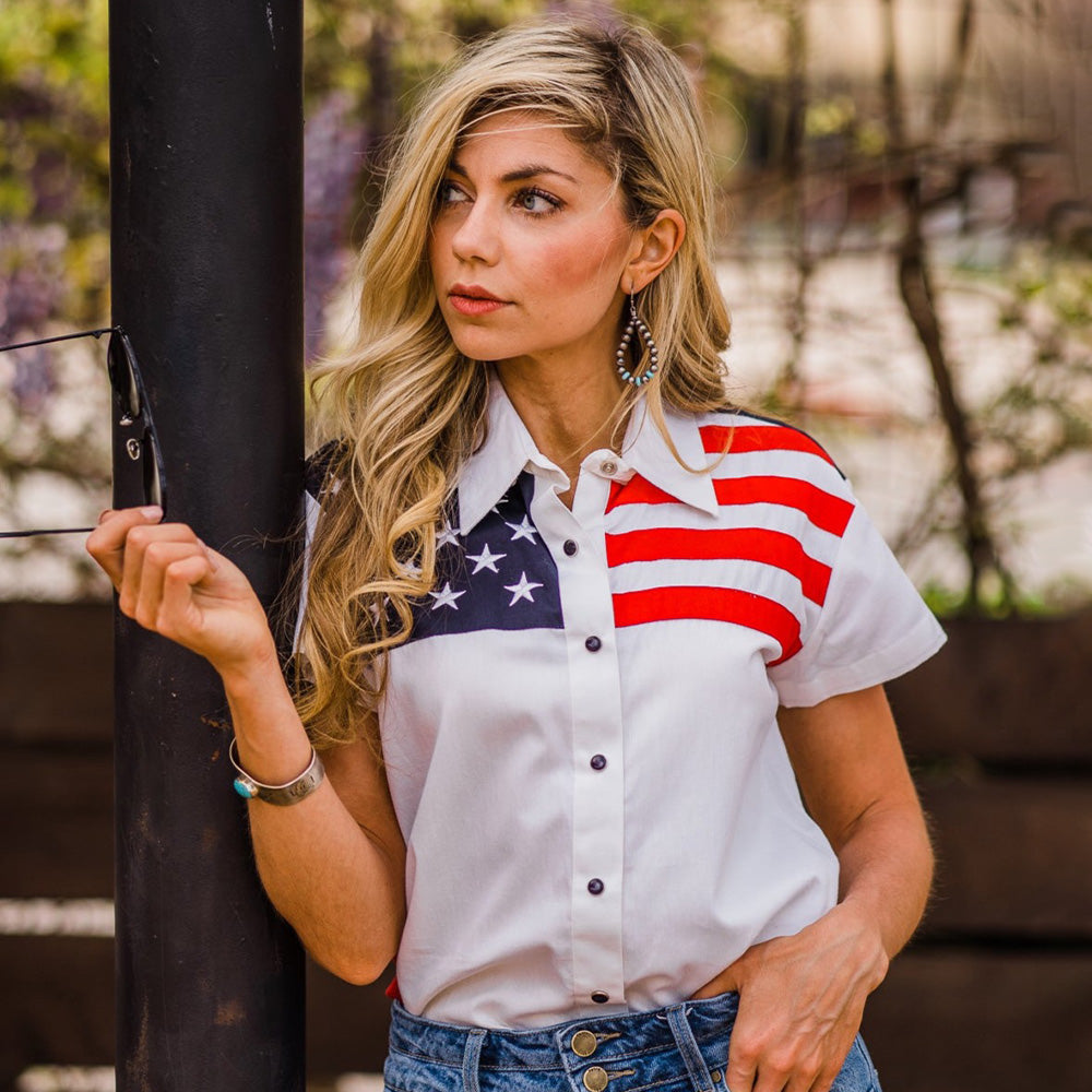 Blouse, Stars & Stripes - Style PL756SS