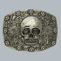 Skull Buckle — Hand Engraved Sterling Silver