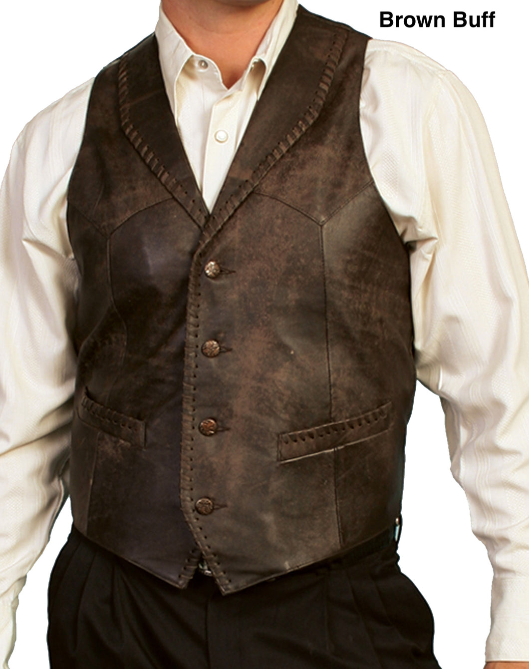 Man-Wearing-Leather-Vest-with-Buck-Stitch-Accents-by-Scully-206