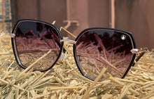 Sunglasses, Vibes with Black Lens, Black & Gold Frames