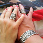 Cuff, American Flag "Old Glory", Hand Engraved Sterling Silver CB-23