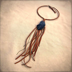 Necklace, Collar with Rust Deerskin Tassel & Black Agate Stone - Sale!