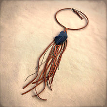 Necklace, Collar with Rust Deerskin Tassel & Black Agate Stone