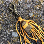 Clip, Feather & Gold Deerskin Leather with Gold Stone, SALE!