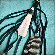 Clip, Feather & Black Deerskin Leather with Buffalo Tooth, SALE!