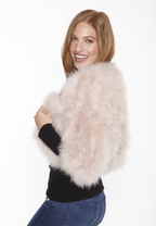 Beautiful-Woman-Wearing-Feather-Bolero-From-Linda-Richards-FT084