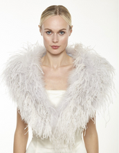 Beautiful-Woman-Wearing-Feather-Cape-by-Linda-Richards-New-York-FT33-Dove-Grey
