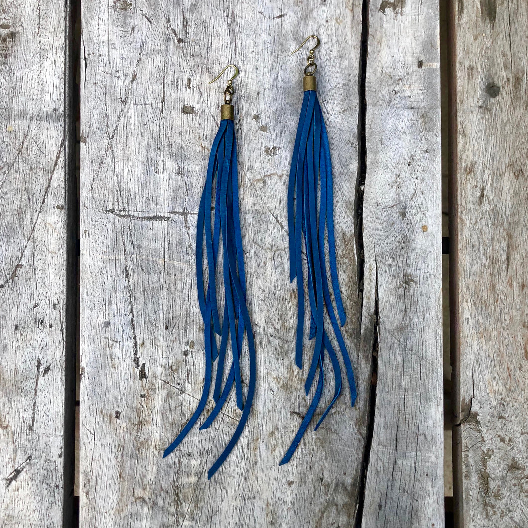 Earrings, Leather Tassels, Color Options