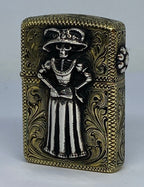Zippo Lighter with Catrina — Engraved Custom Brass Armor