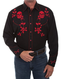Shirt, Skulls & Roses Western Shirt P-771