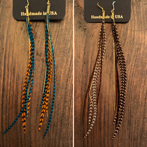 Earrings, Mini Feathers Multi Colored