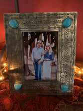 Frame, 5"x7" Stamped Vintage Silver with Turquoise Stones