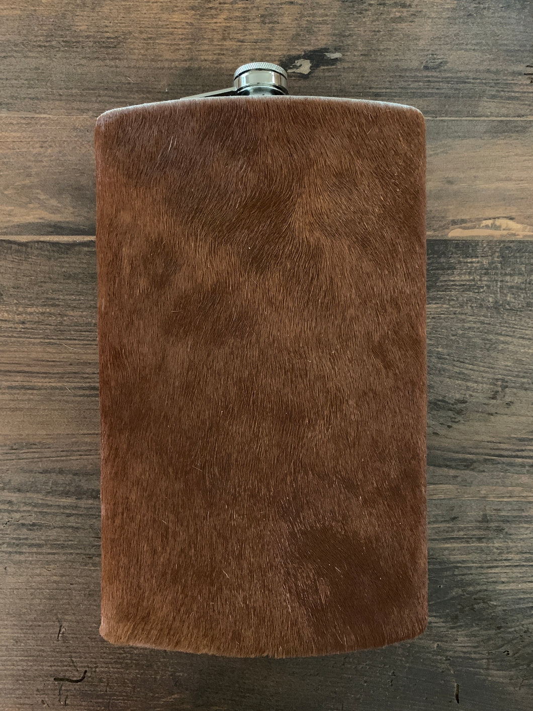 Flask, Texas Size Half Gallon Stainless Steel Flask wrapped in Cowhide