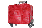 Briefcase, Roller in Hand Tooled Leather, Four Wheels, Multi Colors - 4824