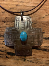 Necklace, Stamped Rustic Pendant on Leather