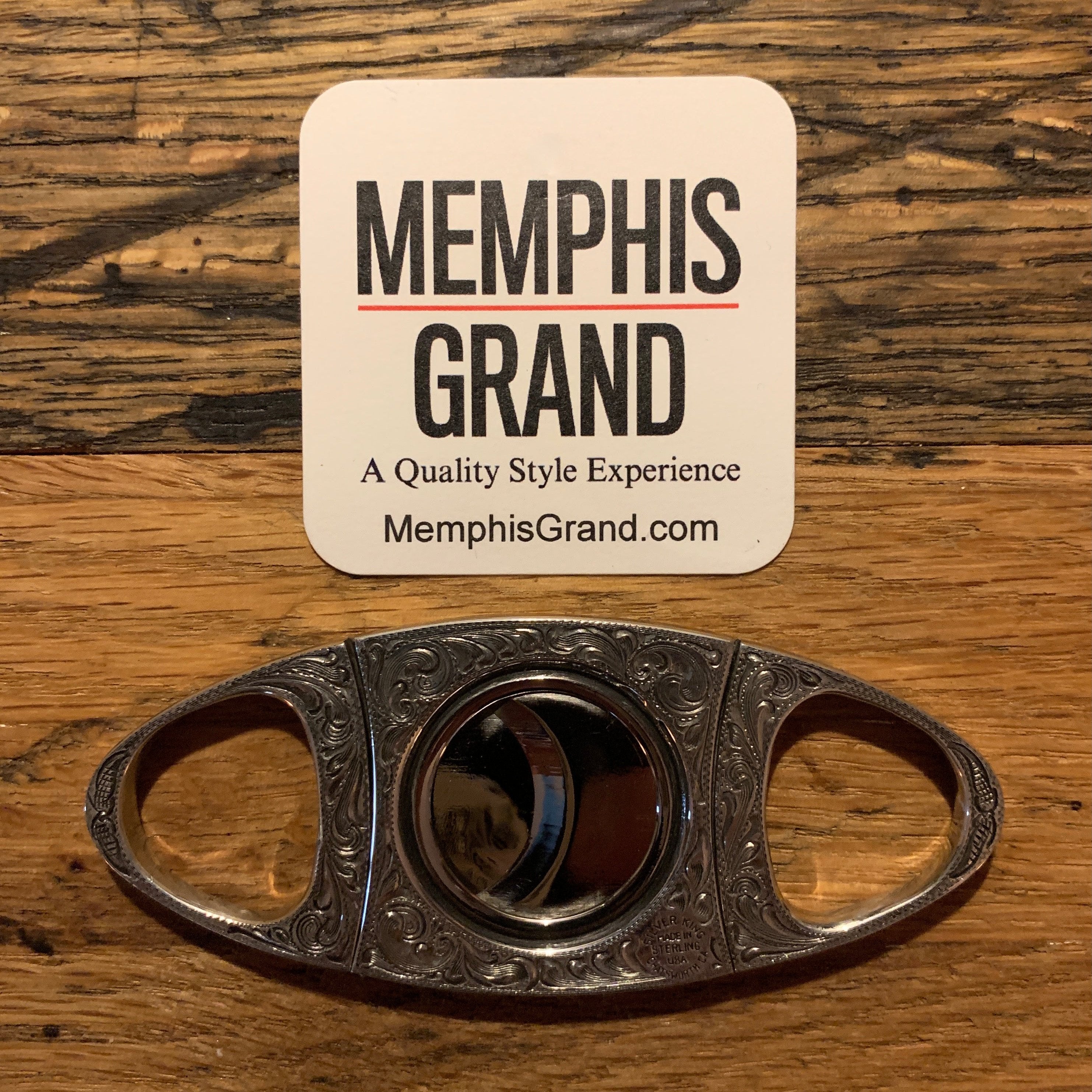 Cigar Cutter, Hand Engraved Sterling Silver - CG-CT