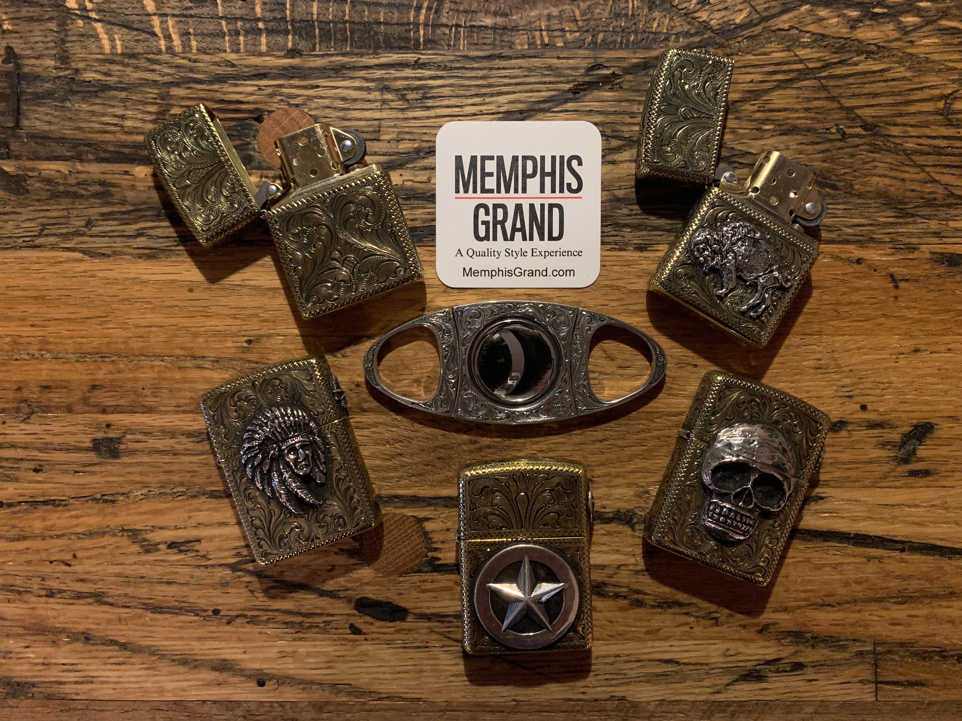 Cigar Cutter, Hand Engraved Sterling Silver - CG-CT