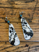Earrings, White Buffalo Turquoise Slabs, Medium