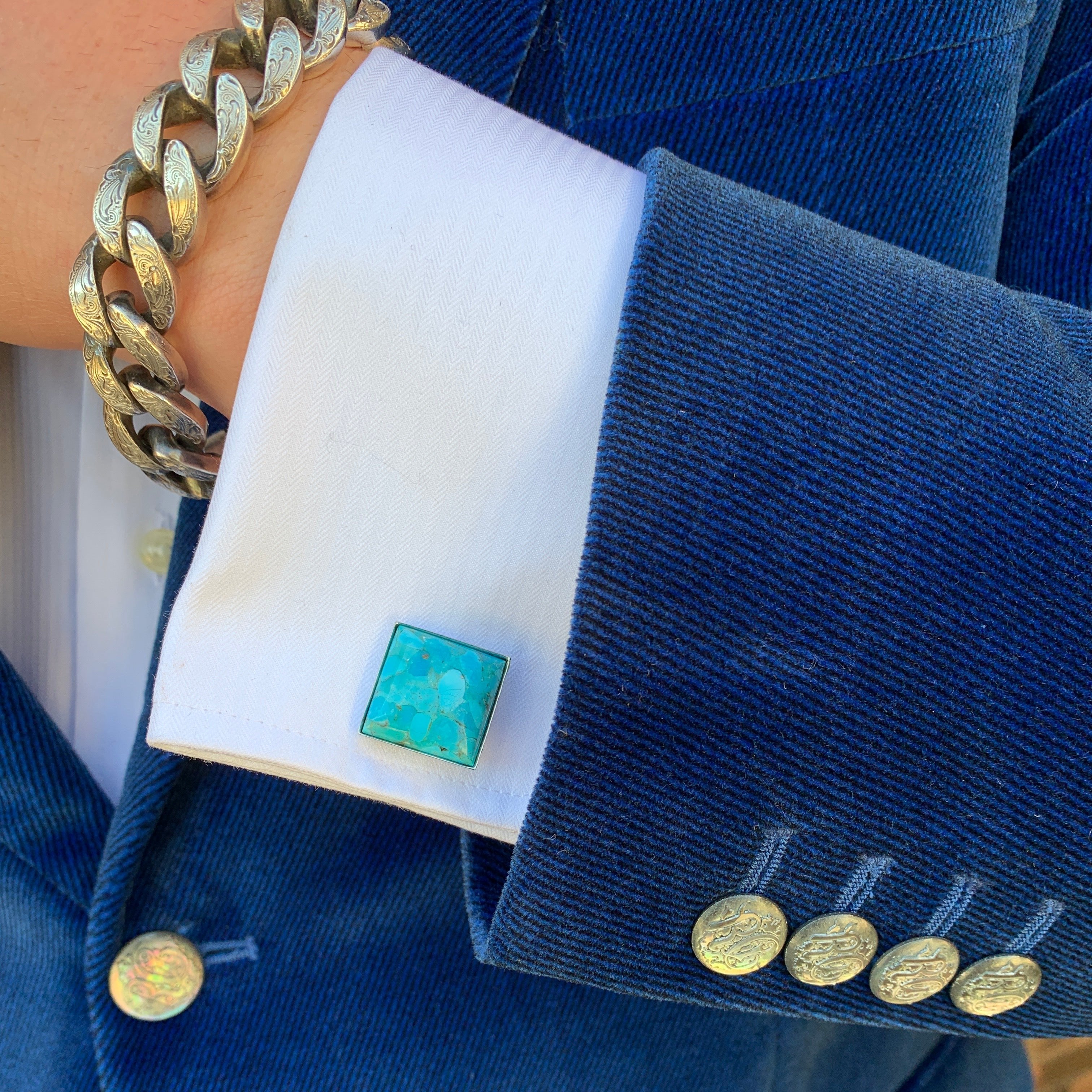 Cuff Links, Turquoise, Square or Round