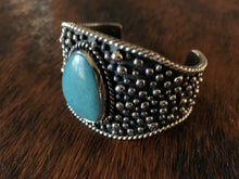 Cuff, Turquoise Slab with Dot Silver