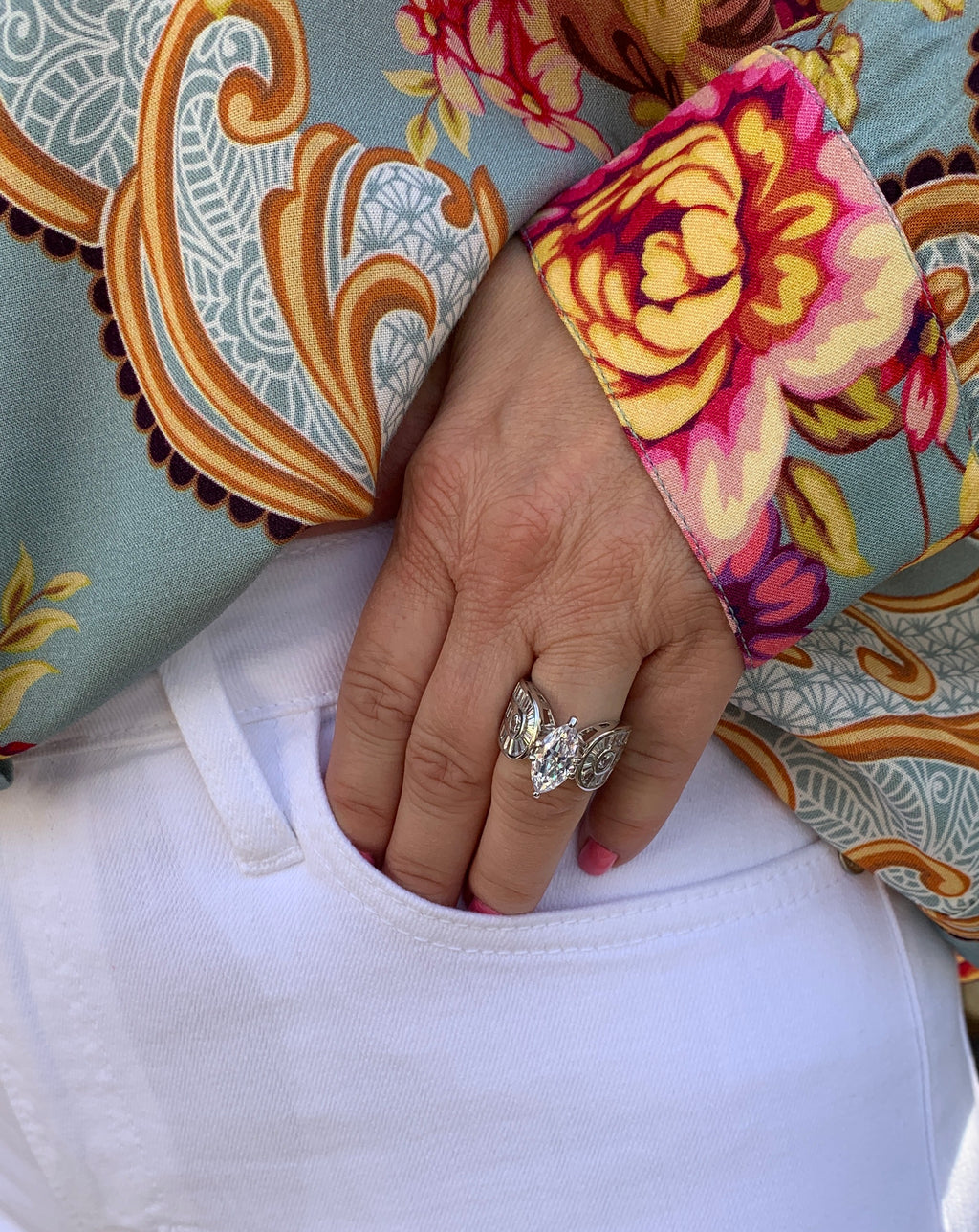 Ring, Marquise CZ Stone in Sterling Silver - Size 6 - Sale!