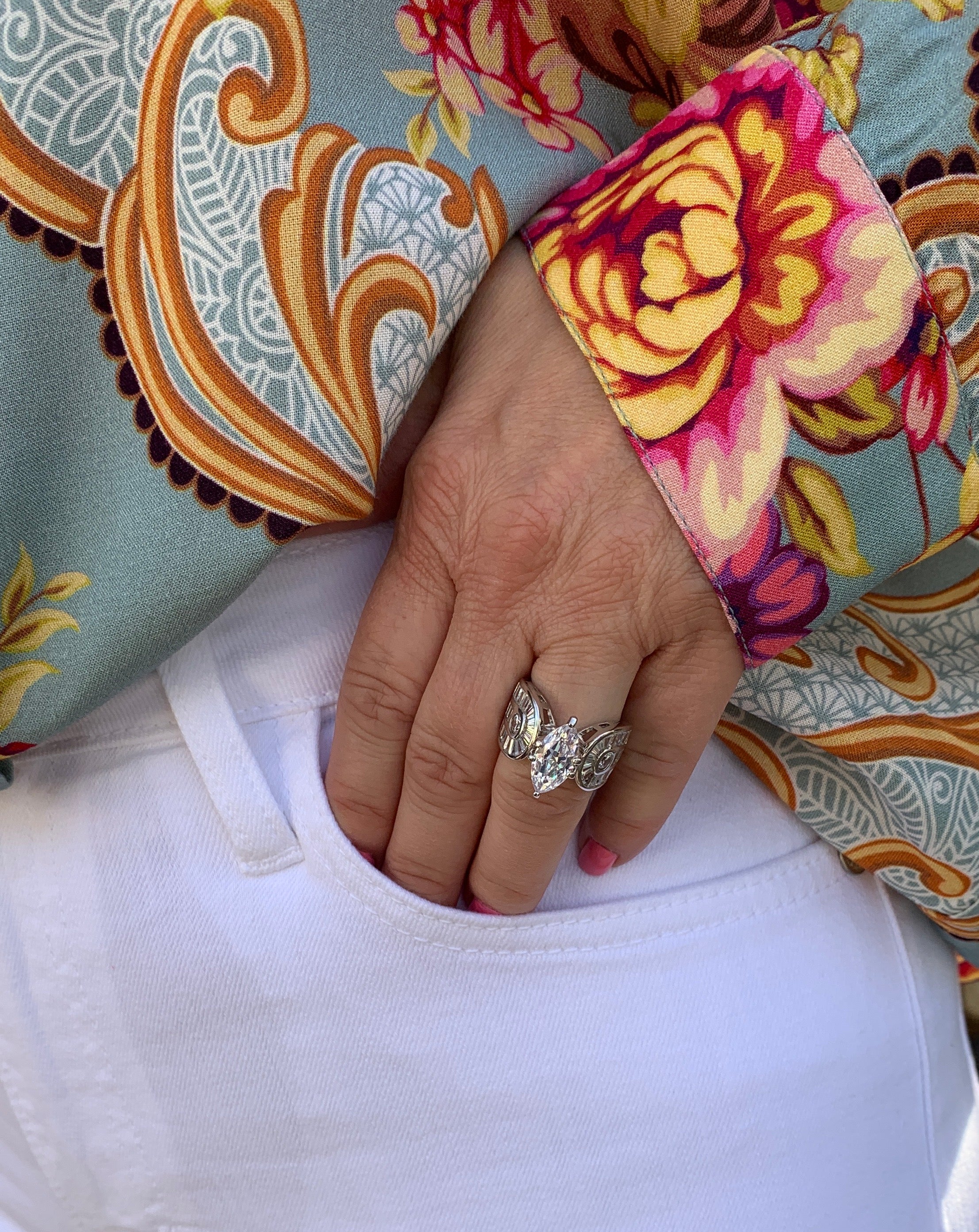 Ring, Marquise CZ Stone in Sterling Silver - Size 6 - Sale!