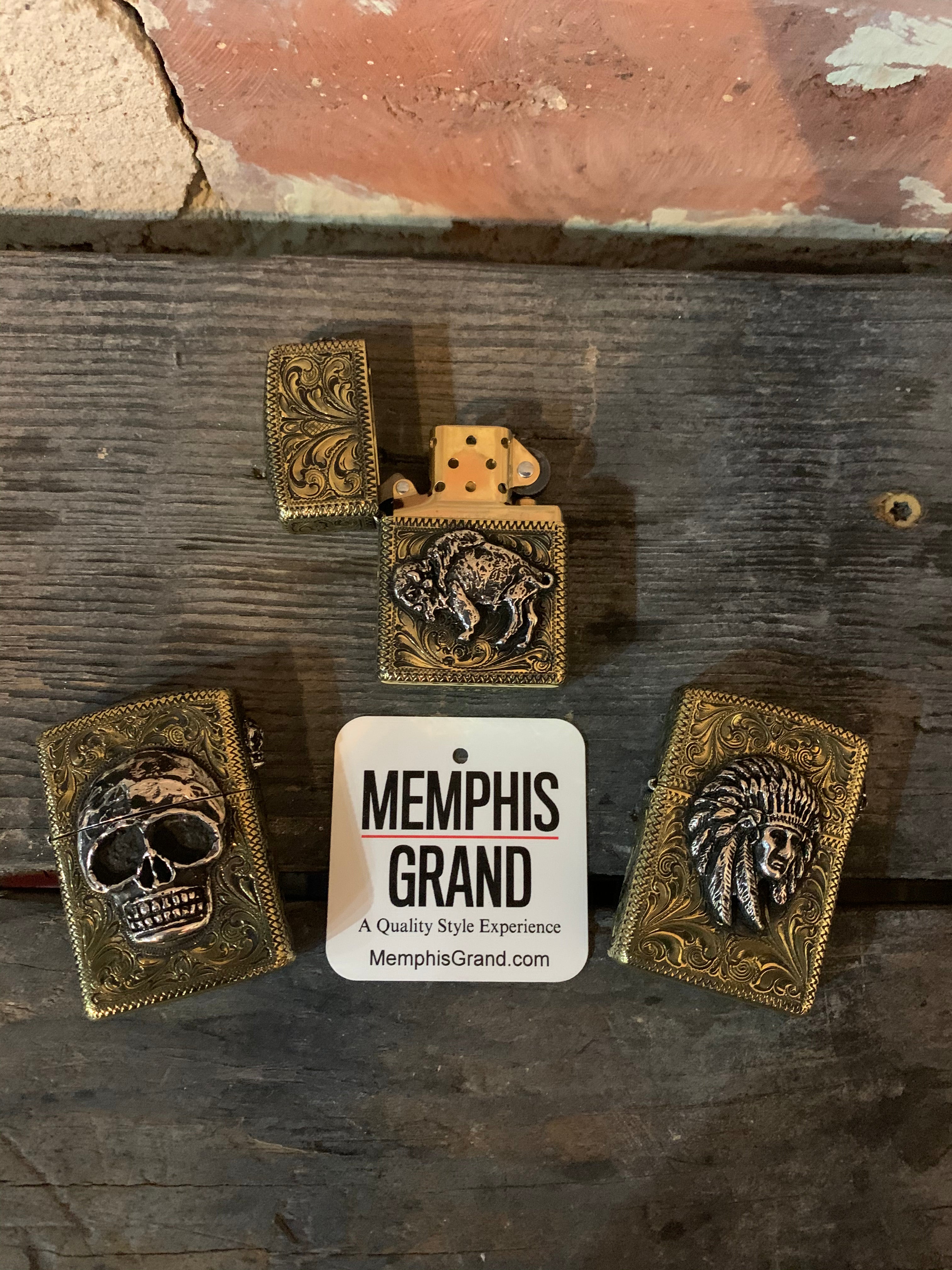 Hand Engraved Custom Brass Armor Zippo Lighter – Memphis Grand®