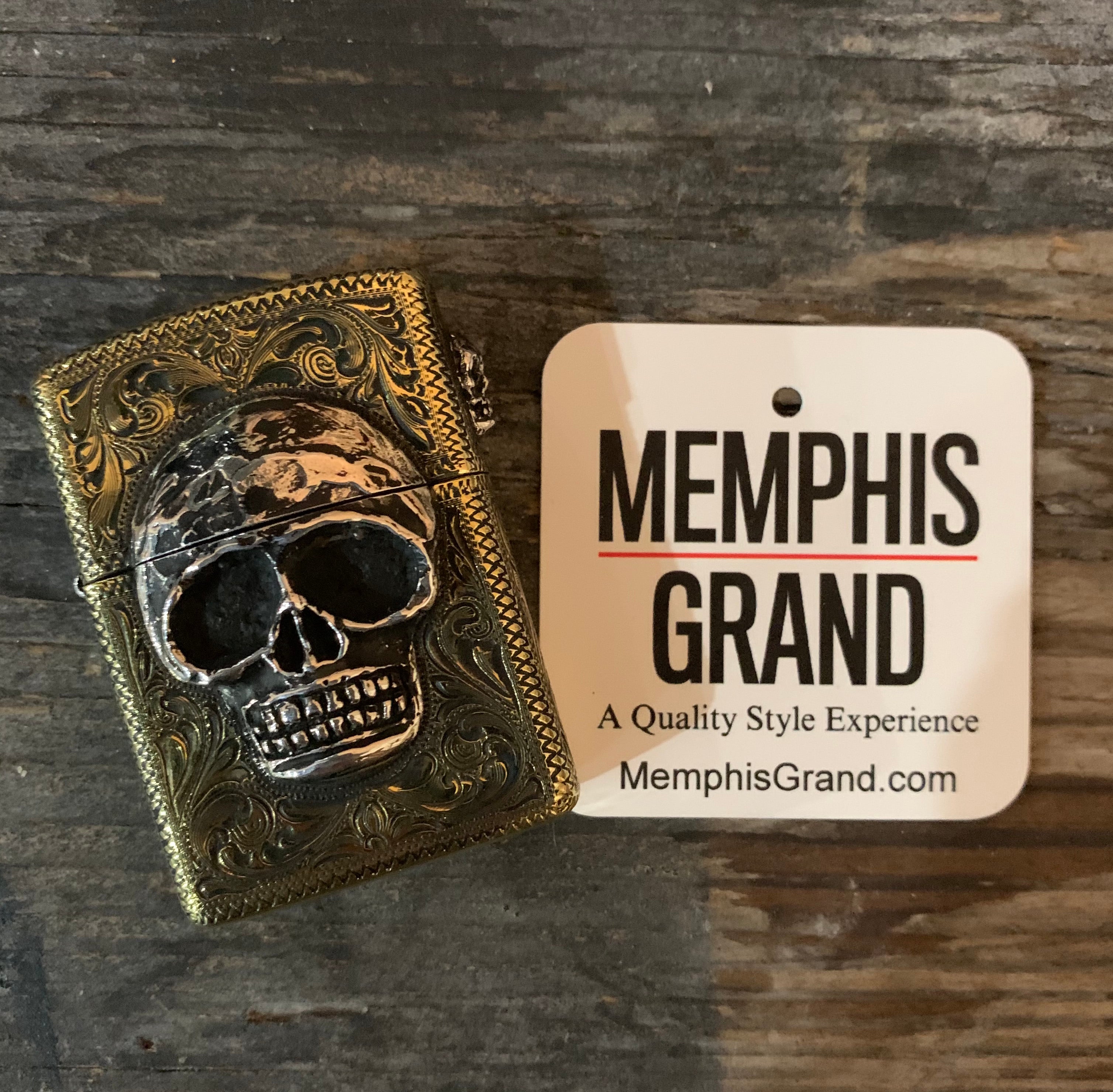 Custom Brass Armor Zippo Lighter with Skull Design – Memphis