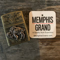 Zippo Lighter with Sterling Silver Buffalo — Engraved Brass Armor
