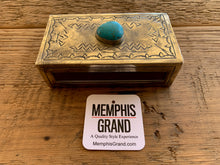 Matchbox Cover, Vintage Stamped Silver with Turquoise