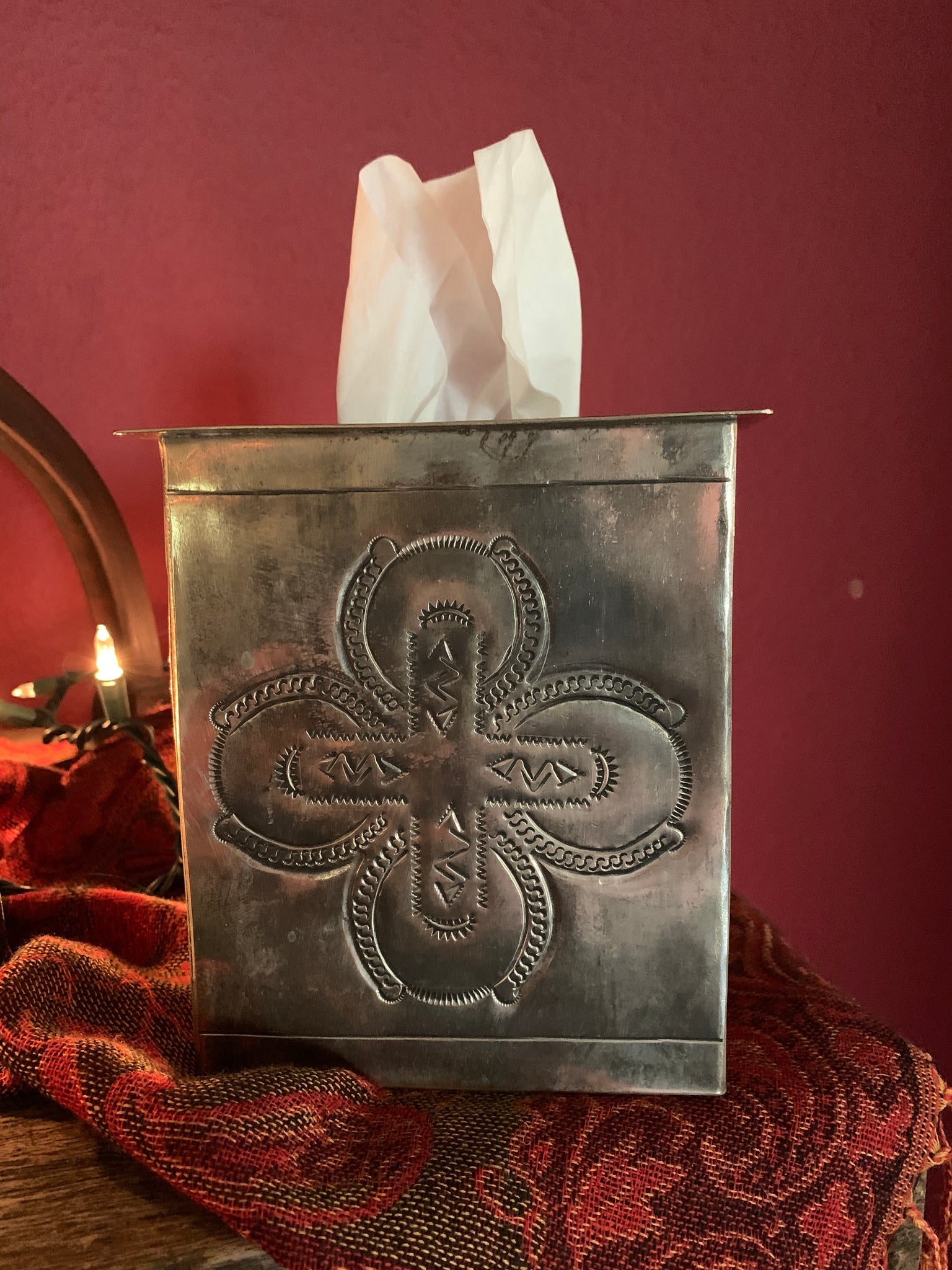 Box, Tissue Box Cover in Stamped Rustic Silver – Memphis Grand®